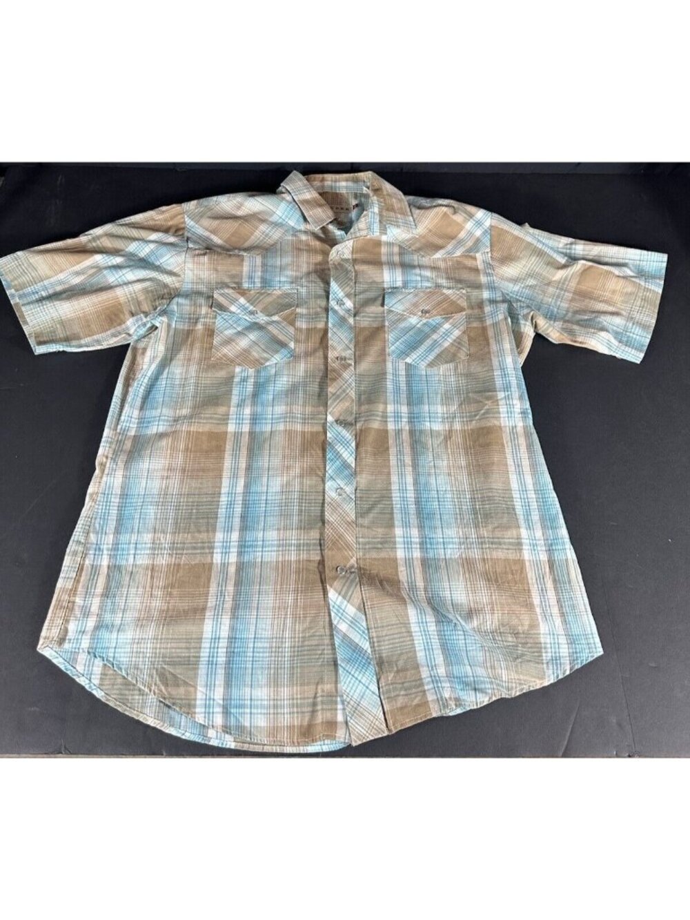 Roper Men's Green Plaid Short Sleeve Pearl Snap Western Shirt Size XLarge
